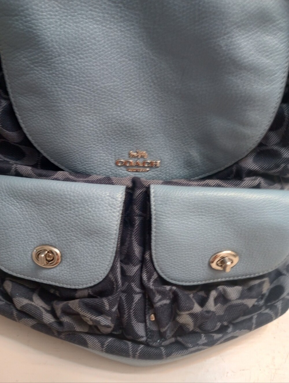 Coach Denim And Leather Blue Women's Backpack F25892 - Picture 3 of 10